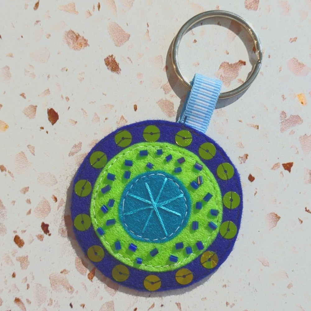 "Kindness Matters" Key Fob Handcrafted Medallion Sequins Beads Embroidery |New#5